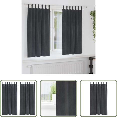 vidaXL Tende per finestre -  Tende oscuranti 2 pcs Grigio chiaro 140 x 175 cm Velluto