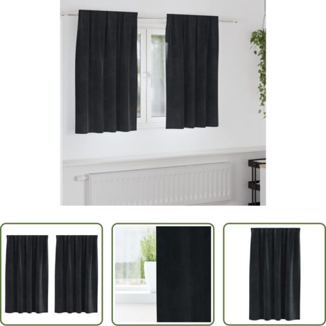 vidaXL Tende per finestre -  Tende oscuranti 2 pcs Nero 140 x 140 cm Velluto