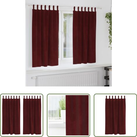 vidaXL Tende per finestre -  Tende oscuranti 2 pcs Rosso Vino 140 x 175 cm Velluto