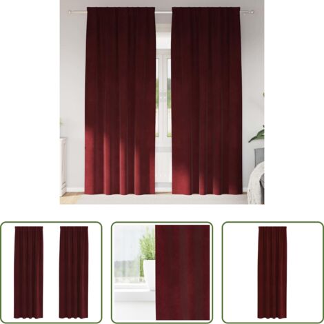 vidaXL Tende per finestre -  Tende oscuranti 2 pcs Rosso Vino 140 x 260 cm Velluto