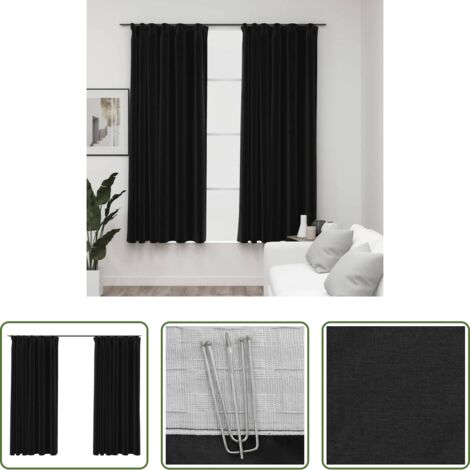 vidaXL Tende per soggiorno -  Tende Oscuranti con Ganci Effetto Lino 2 pz Antracite 140x175cm