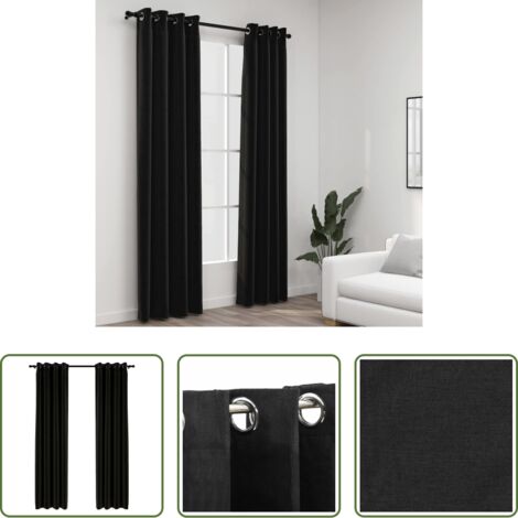 vidaXL Tende per soggiorno -  Tende Oscuranti Effetto Lino 2 pz 140x225 cm Antracite