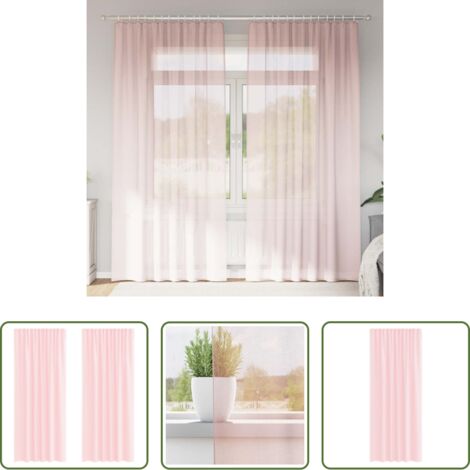 vidaXL Tende per stanze -  Tende in Voile con Tasche per Aste 2 pz Rosa Chiaro