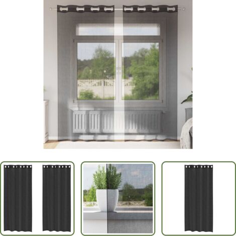vidaXL Tende trasparenti -  Tende in Voile con Occhielli 2 pz Nero 140x225 cm