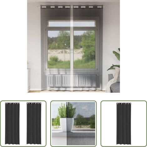vidaXL Tende trasparenti -  Tende in Voile con Occhielli 2 pz Nero 140x260 cm