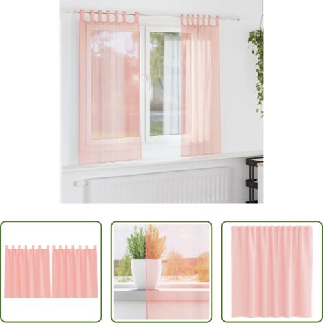 vidaXL Tende trasparenti -  Tende in Voile con Passanti 2 pz Rosa 140x140 cm