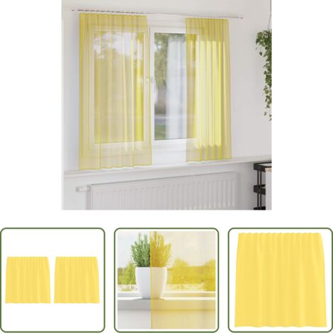 vidaXL Tende trasparenti -  Tende in Voile con Tasche per Aste 2 pz Giallo