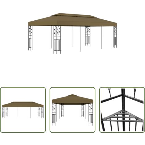 vidaXL Tendone ventilato -  Gazebo 6x3 m Grigio Talpa 180 g/m²