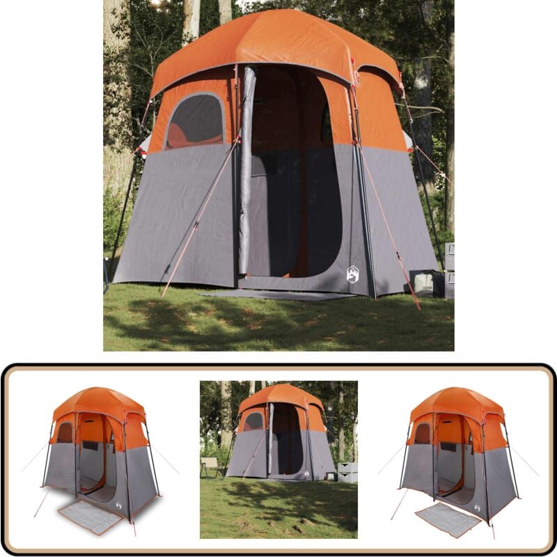 Vidaxl - Tente de douche 2 personnes gris et orange imperméable