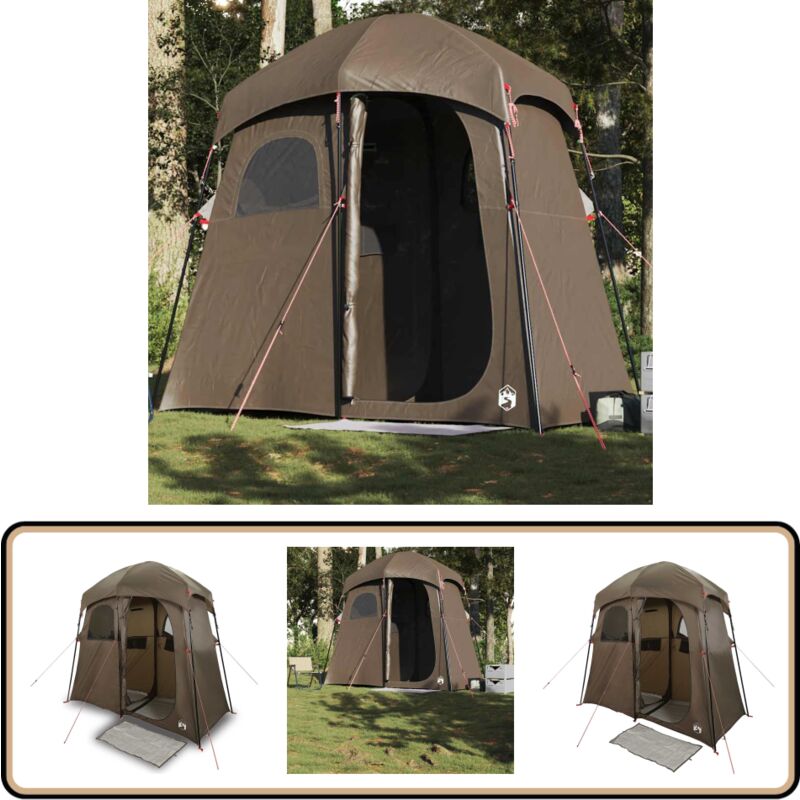 Vidaxl - Tente de douche 2 personnes marron imperméable