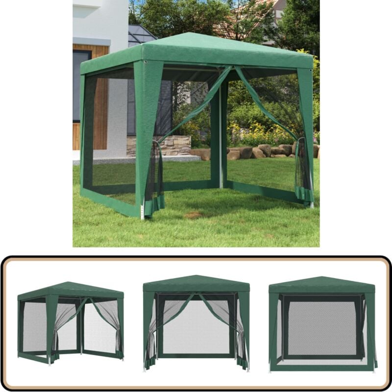 Tente de fête avec 4 parois latérales en maille Vert 2.5x2.5 m - Vidaxl