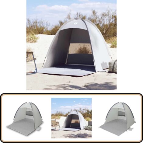 vidaXL Tente de plage 3 personnes gris imperméable