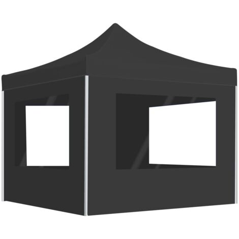 Vidaxl – Tente de réception pliable 2x2 m – Aluminium résistant à la rouille – Toit en tissu Oxford 280 g/m² avec revêtement PVC – Panneaux latéraux avec fenêtres