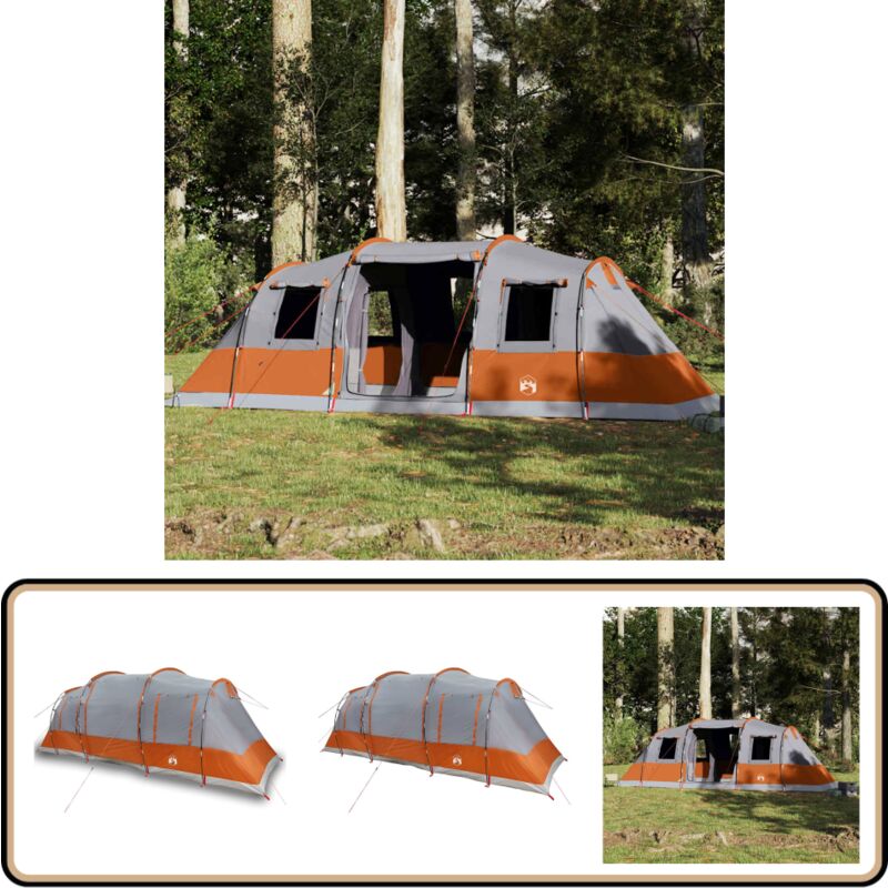 Vidaxl - Tente familiale tunnel 6 personnes gris imperméable