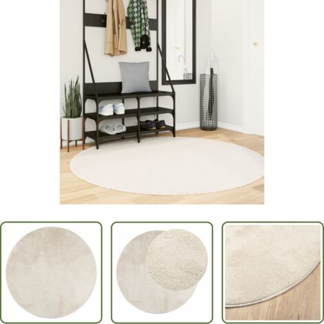 vidaXL Teppich für Wohnzimmer -  Teppich OVIEDO Kurzflor Beige Ø 160 cm