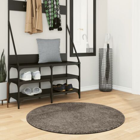 vidaXL Teppich ISTAN mit langhaariger, glänzender Optik grau Ø 100 cm