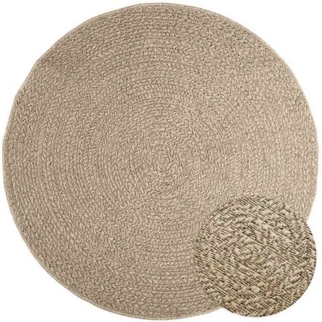 vidaXL Teppich ZIZUR Beige Ø 160 cm Jute-Optik Indoor und Outdoor