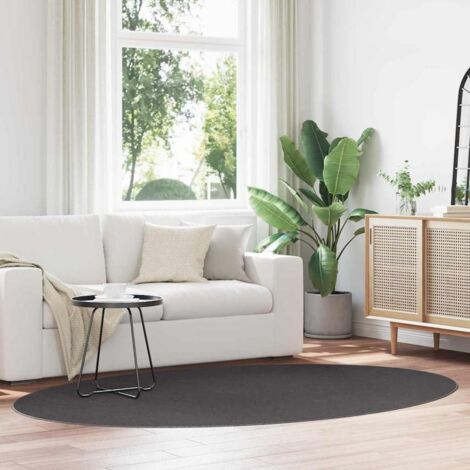 vidaXL Teppiche Anthrazit Polyester 160 x 230 cm Akzentteppich Rund