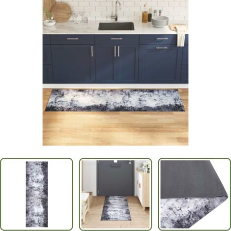 vidaXL Terciopelo -  Alfombra de cocina Gris 180 x 60 cm Terciopelo