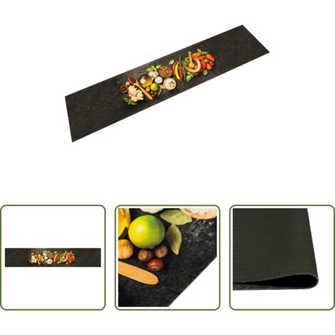 vidaXL Terciopelo -  Alfombra de cocina lavable terciopelo dibujo especias 60x300 cm