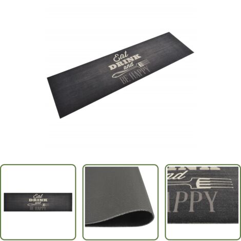 vidaXL Terciopelo -  Alfombra de cocina lavable terciopelo negro 45x150 cm