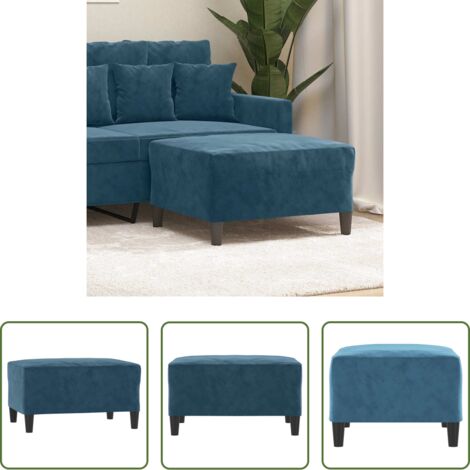 vidaXL Terciopelo azul -  Reposapiés de terciopelo azul 70x55x41 cm