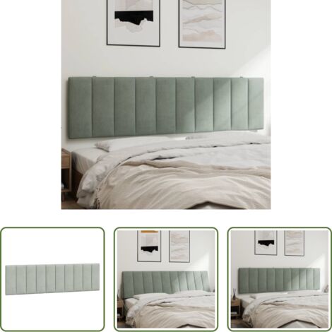 vidaXL Terciopelo -  Cabecero de cama acolchado Hanko terciopelo gris claro 180 cm