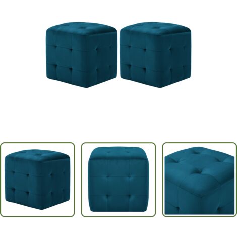 vidaXL Terciopelo -  Puf 2 unidades terciopelo azul 30x30x30 cm