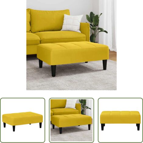 vidaXL Terciopelo -  Reposapiés de terciopelo amarillo 77x55x31 cm