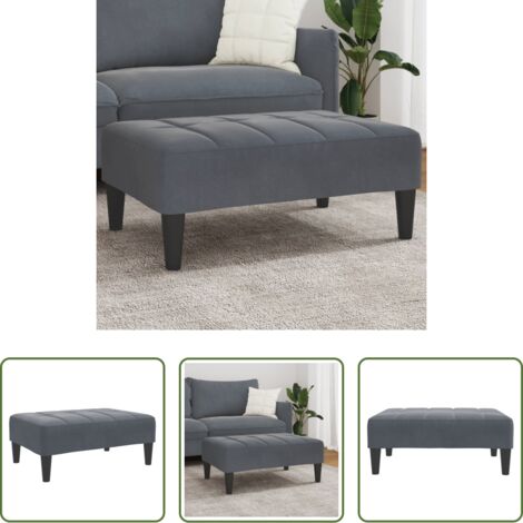 vidaXL Terciopelo -  Reposapiés de terciopelo gris oscuro 77x55x31 cm