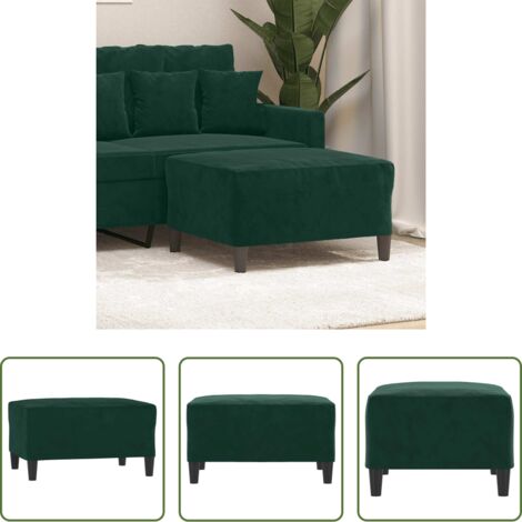 vidaXL Terciopelo -  Reposapiés de terciopelo verde oscuro 70x55x41 cm