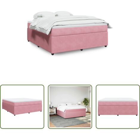 vidaXL Terciopelo rosa -  Cama box spring con colchón terciopelo rosa 180x200 cm