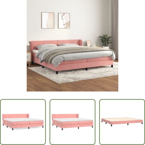 vidaXL Terciopelo rosa -  Cama box spring con colchón terciopelo rosa 200x200 cm