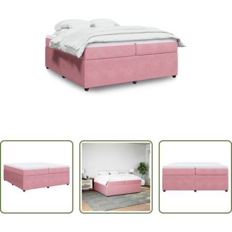 vidaXL Terciopelo rosa -  Cama box spring con colchón terciopelo rosa 200x200 cm