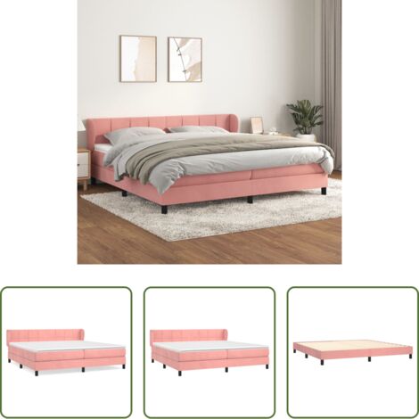 vidaXL Terciopelo rosa -  Cama box spring con colchón terciopelo rosa 200x200 cm