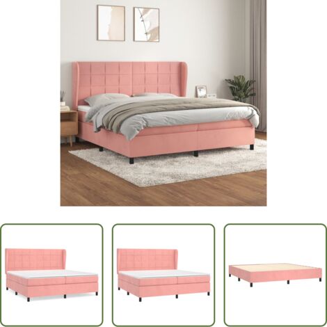 vidaXL Terciopelo rosa -  Cama box spring con colchón terciopelo rosa 200x200 cm
