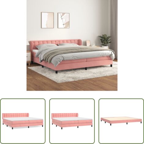 vidaXL Terciopelo rosa -  Cama box spring con colchón terciopelo rosa 200x200 cm