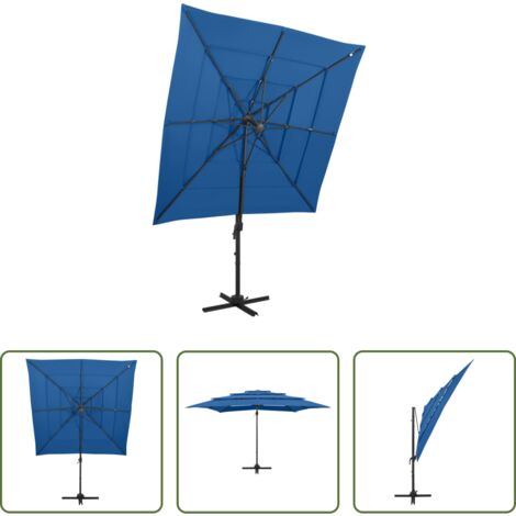 vidaXL Terrasse -  Sonnenschirm mit Aluminium-Mast 4-lagig Azurblau 250x250 cm