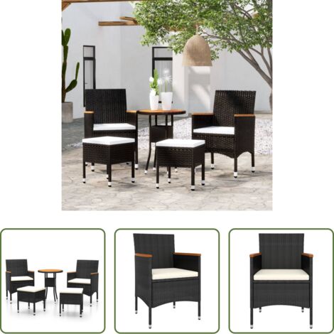 vidaXL Terrassenmöbel -  5-tlg. Garten-Lounge-Set Poly Rattan Schwarz