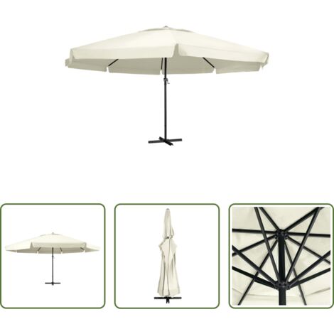 vidaXL Terrassenschirm -  Sonnenschirm mit Aluminium-Mast 600 cm Sandweiß