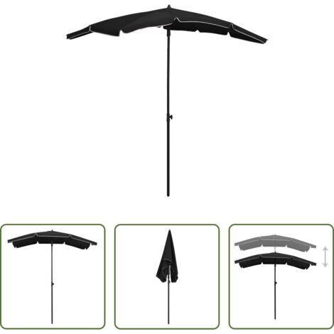 vidaXL Terrassenschirm -  Sonnenschirm mit Mast 200x130 cm Schwarz