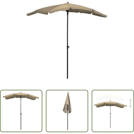 vidaXL Terrassenschirm -  Sonnenschirm mit Mast 200x130 cm Taupe