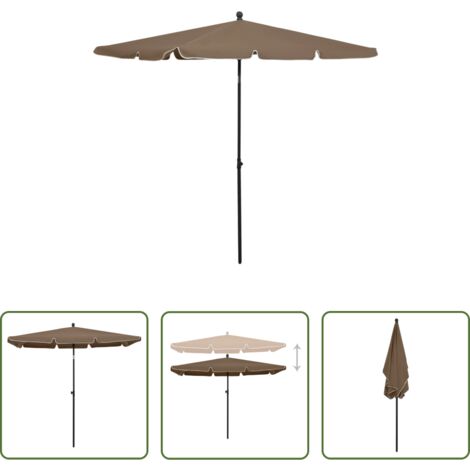 vidaXL Terrassenschirm -  Sonnenschirm mit Mast 210x140 cm Taupe