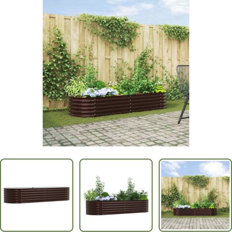 vidaXL Terraza -  Cama elevada Marrón 240 x 80 x 44 cm Acero