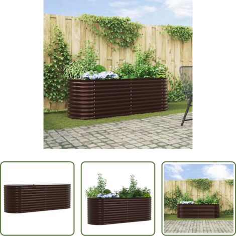 vidaXL Terraza -  Cama elevada Marrón 240 x 80 x 81 cm Acero