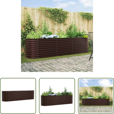 vidaXL Terraza -  Cama elevada Marrón 320 x 80 x 81 cm Acero