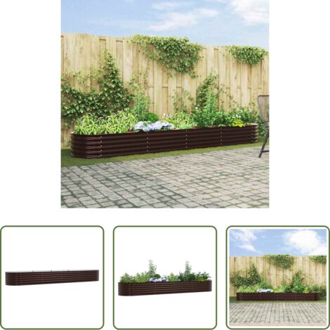 vidaXL Terraza -  Cama elevada Marrón 400 x 80 x 44 cm Acero