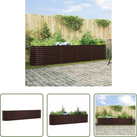 vidaXL Terraza -  Cama elevada Marrón 400 x 80 x 81 cm Acero