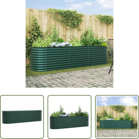 vidaXL Terraza -  Cama elevada Verde 320 x 80 x 81 cm Acero