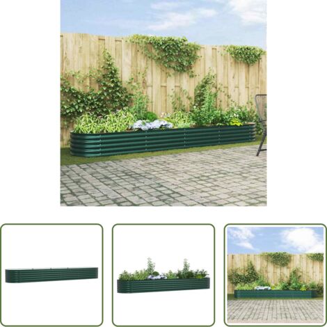 vidaXL Terraza -  Cama elevada Verde 400 x 80 x 44 cm Acero